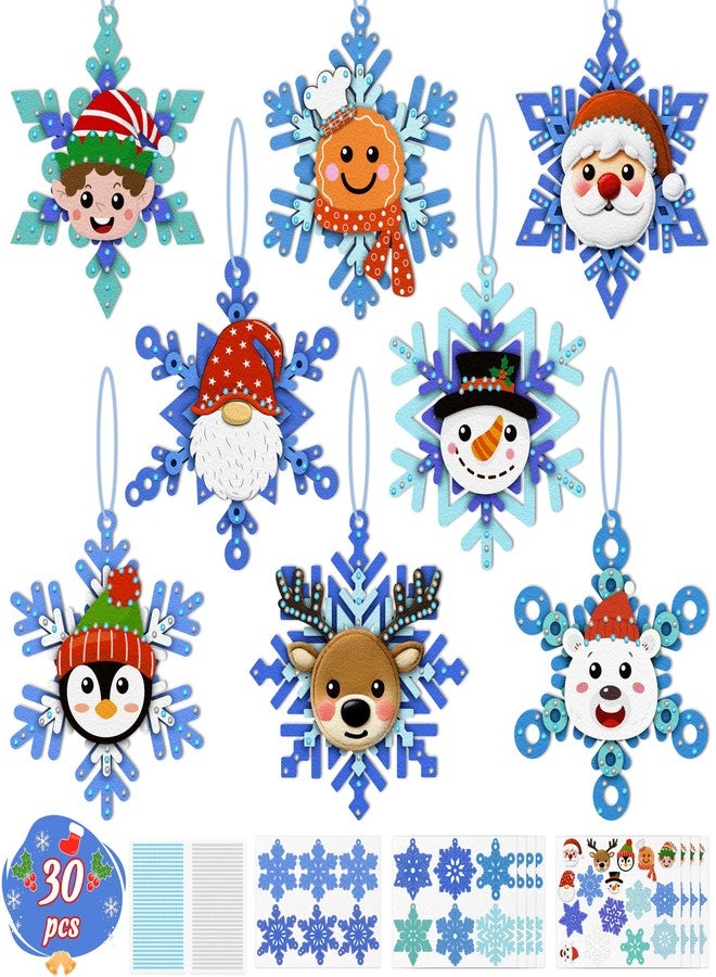 80UncleKimby 30pcs Christmas Winter Crafts for Kids - DIY Snowflake Felt Ornament Kit for Holiday Party, Classroom Arts and Craft Kits Bulk - Image 1
